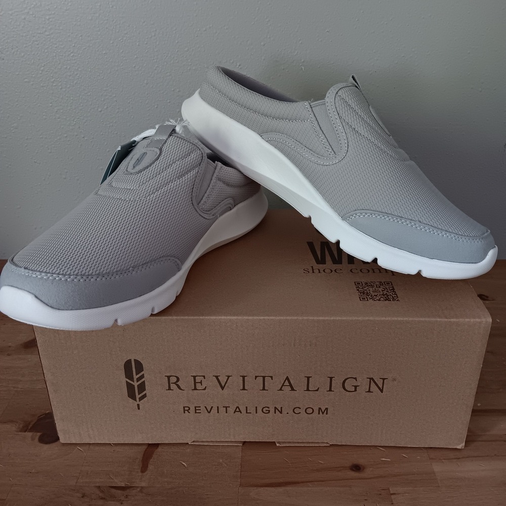 Revitalign Harper Mules Women 11B Grey New Full Contact Comfort Slip On Sneakers